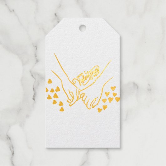 Romantisch Hand-in-Hand Cadeau Label met Gouden Ac (Voorkant)