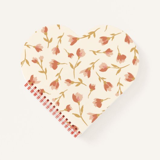Romantisch handgeschilderd bloemig hartvormig noti notitieboek (Voorkant)