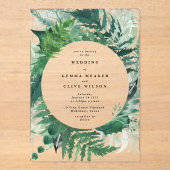 Romantisch handgeschilderd groen Fern Leaf bruilof Acryl Uitnodigingen (Voorkant)