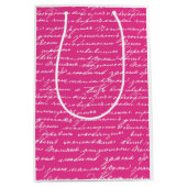 Romantisch Handschrift Roze Valentijn Liefdesbrief Medium Cadeauzakje (Voorkant)