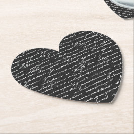 Romantisch handschrift Zwart Wit Hart Liefde Kartonnen Onderzetters
