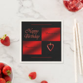Romantisch Happy Birthday Rood Zwart Personalisere Servet (Insitu)