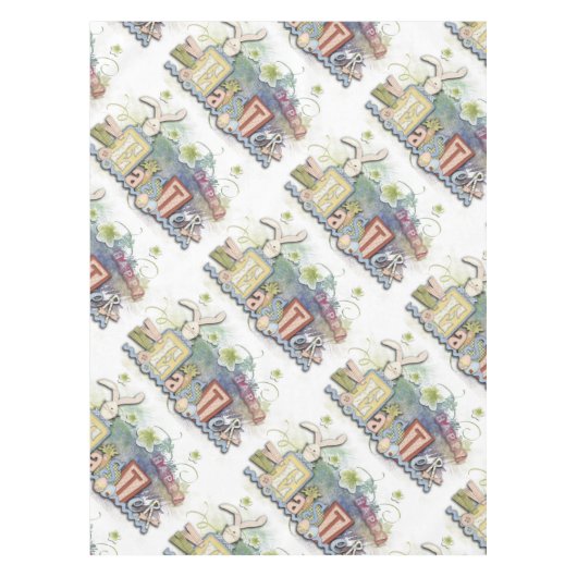 Romantisch Happy Easter Bunny Groeten Tafelkleed (Voorkant)
