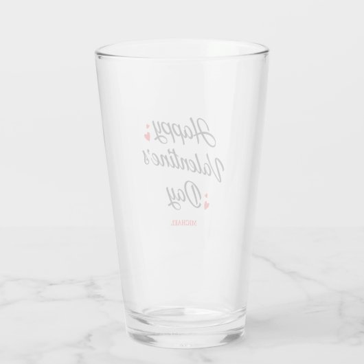 Romantisch Happy Valentine's Day Red Hearts Elegan Glas (Achterkant)