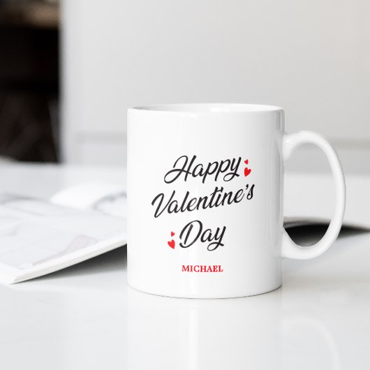 Romantisch Happy Valentine's Day Red Hearts Elegan Koffiemok