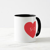 Romantisch Hart Aanpasbare Witte Initialen Cadeau Mok (Voorkant rechts)