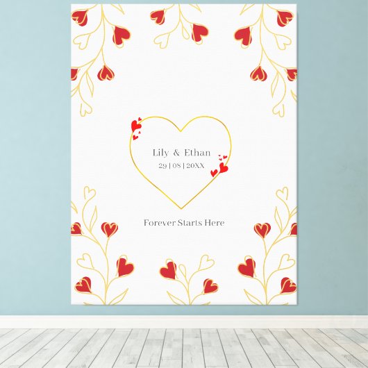 Romantisch Hart Bloem Canvas Afdruk (Insitu (Houten vloer))