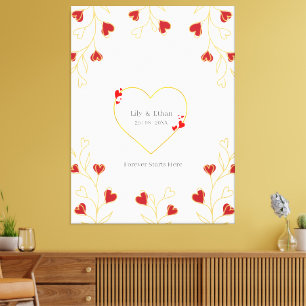 Romantisch Hart Bloem Canvas Afdruk