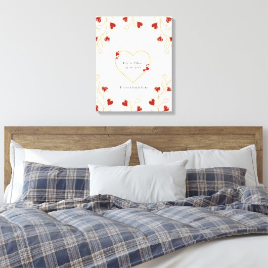 Romantisch Hart Bloem Canvas Afdruk (Insitu (Slaapkamer))