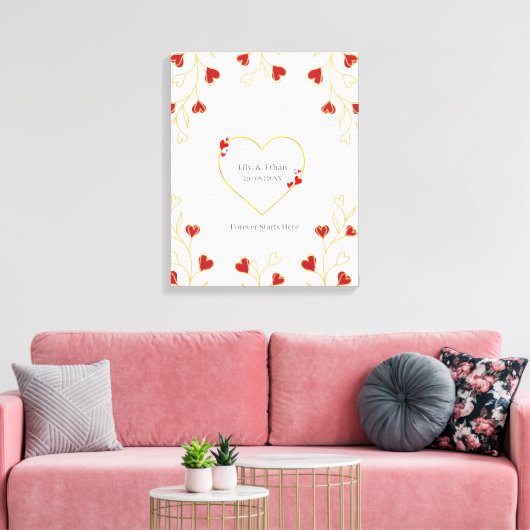 Romantisch Hart Bloem Canvas Afdruk (Insitu (Woonkamer))