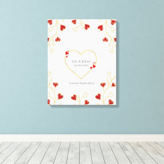 Romantisch Hart Bloem Canvas Afdruk (Insitu (Houten vloer))