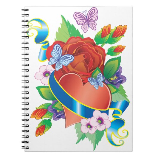 Romantisch hart & bloemen notitieboek (Voorkant)