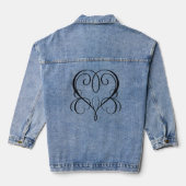 Romantisch hart bruiloft kalligrafie zwart elegant denim jacket (Achterkant)