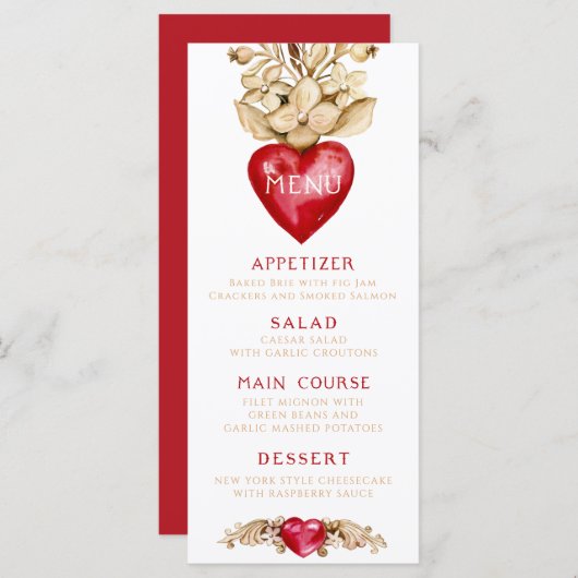 Romantisch Hart | Diner Menu (Voorkant / Achterkant)