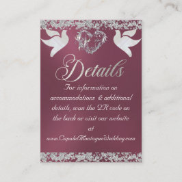 Romantisch Hart, Duif & Glitter, QR Code - Lavende Informatiekaartje