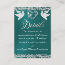 Romantisch Hart, Duif & Glitter, QR Code op Blauwg Informatiekaartje