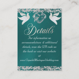 Romantisch Hart, Duif & Glitter, QR Code op Blauwg Informatiekaartje