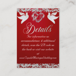 Romantisch Hart, Duif & Glitter, QR Code op Rood Informatiekaartje