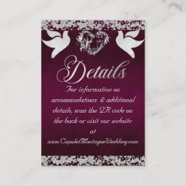 Romantisch Hart, Duif & Glitter, QR Code - Plum Informatiekaartje