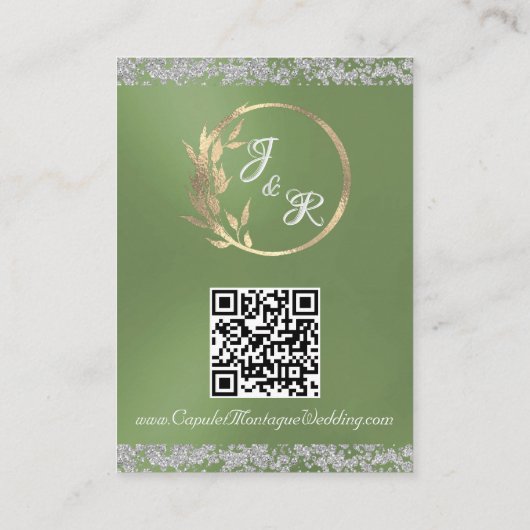 Romantisch Hart, Duif & Glitters, QR Code - Salie Informatiekaartje (Achterkant)