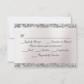 Romantisch hart, duiven & glitter - blauw RSVP kaartje (Achterkant)