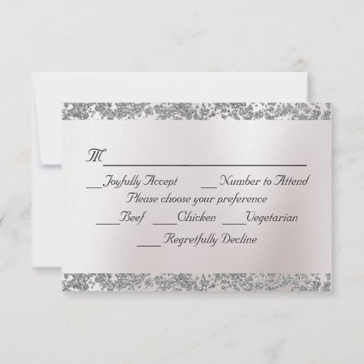 Romantisch Hart, Duiven & Glitter - Lavendel RSVP Kaartje (Achterkant)