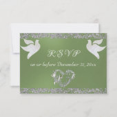 Romantisch Hart, Duiven & Glitter - Sage RSVP Kaartje (Voorkant)