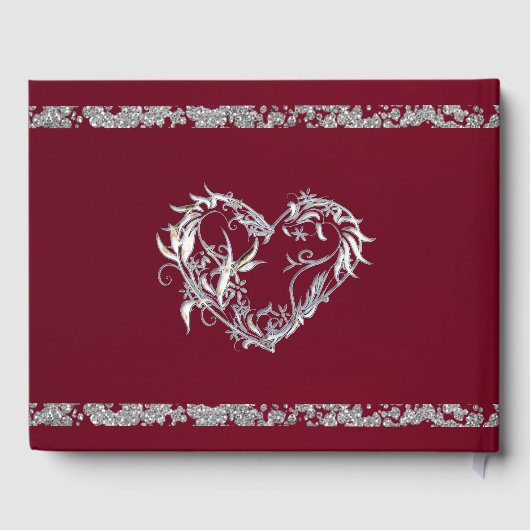Romantisch hart en glitter op Bourgondië Gastenboek (Achterkant)