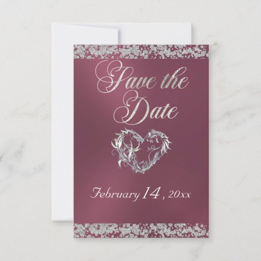 Romantisch hart en glitter op lavendel save the date (Voorkant)