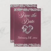Romantisch hart en glitter op lavendel save the date (Voorkant / Achterkant)