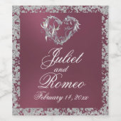 Romantisch hart en glitter op lavendel wijn etiket (Enkel label)