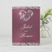 Romantisch hart en glitter op lavendelbruiloft kaart (Staand voorkant)