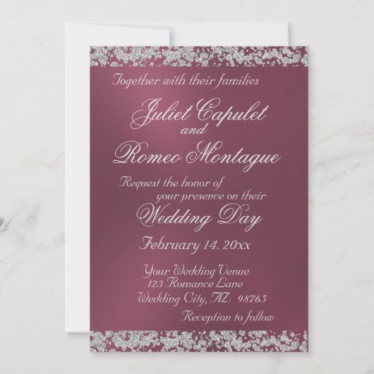 Romantisch hart en glitter op lavendelbruiloft kaart (Achterkant)