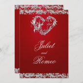 Romantisch hart en glitter op rode bruiloft kaart (Voorkant / Achterkant)
