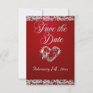 Romantisch hart en glitter op rood save the date