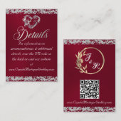 Romantisch hart en glitter, QR-code op Bourgondië Informatiekaartje (Voorkant / Achterkant)