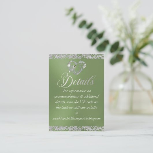 Romantisch hart en glitter, QR-code op salie Informatiekaartje (Staand voorkant)