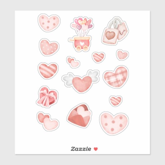 Romantisch hart en liefde Sticker Sheet (Vel)