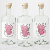 Romantisch hart en Rozen groeiboodschap Likeurfles Etiket (Flessen)