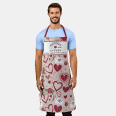 Romantisch hart en Rozen naadloos patroonontwerp Schort (Gedragen)