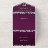 Romantisch Hart & glitter op Plum All In One Uitnodiging (Buitenkant)