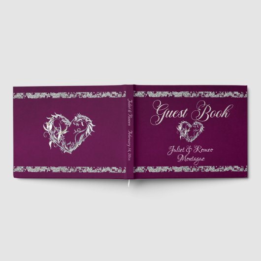 Romantisch Hart & glitter op Plum Gastenboek (Volledig)