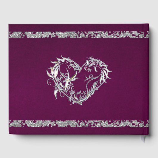 Romantisch Hart & glitter op Plum Gastenboek (Achterkant)