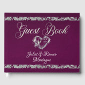 Romantisch Hart & glitter op Plum Gastenboek (Voorkant)
