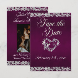 Romantisch Hart & Glitter op Plum Save The Date