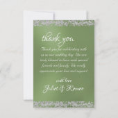 Romantisch Hart & Glitter op Sage Bedankkaart (Achterkant)