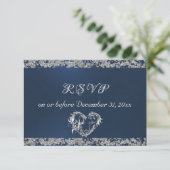 Romantisch Hart & Glitter op Sage RSVP Kaartje (Staand voorkant)