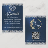 Romantisch Hart & Glitter, QR Code op Blauw Informatiekaartje (Voorkant / Achterkant)