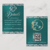 Romantisch Hart & Glitter, QR-code op Blauwgroen Informatiekaartje (Voorkant / Achterkant)