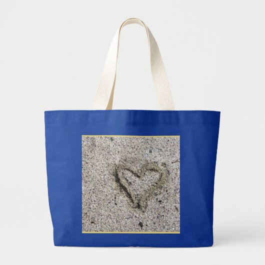 Romantisch hart in zand grote tote bag (Voorkant)